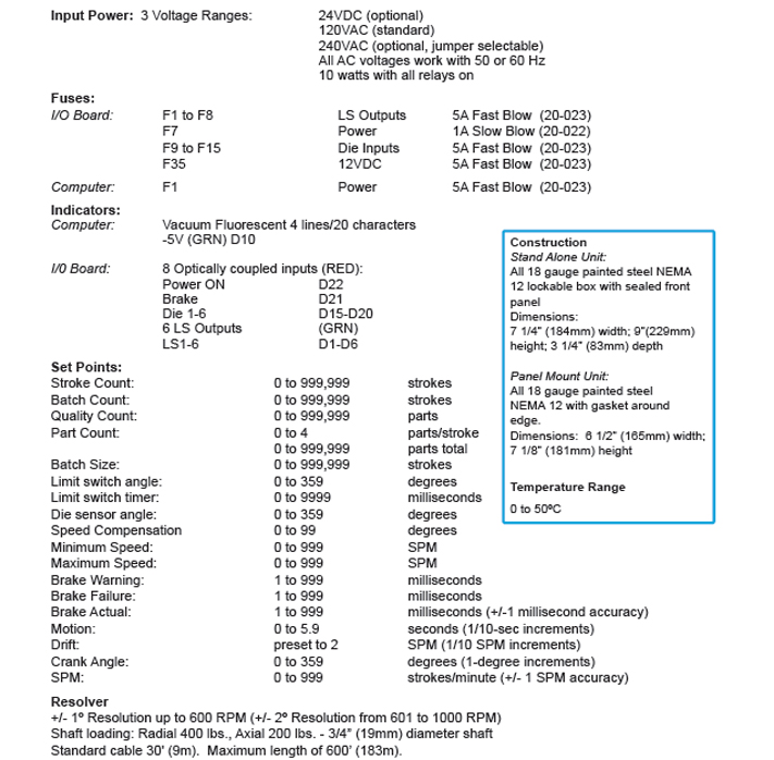 PressCam 8 Junior Specifications