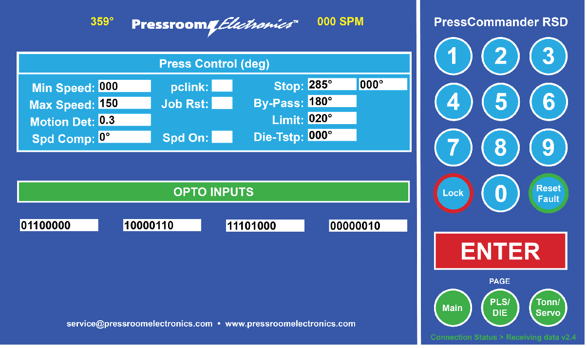 Press Setup Screen