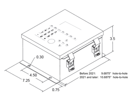 PressCam 8 Junior in a stand-alone NEMA 12 (IP64) lockable enclosure dimensions